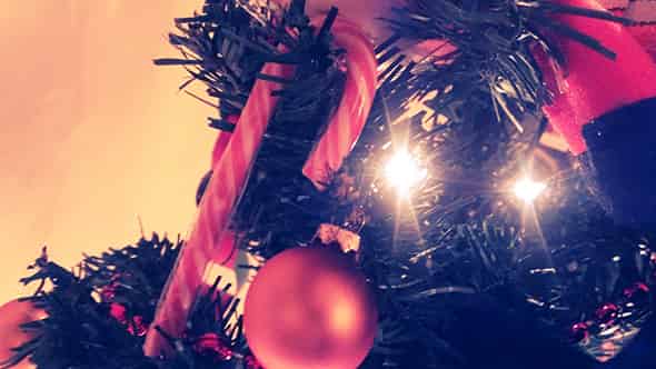 Close-up of Christmas ornament in tree.