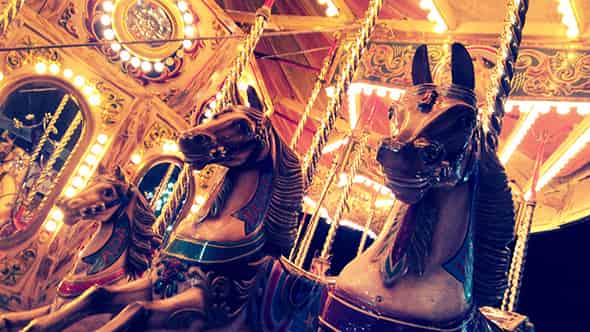 Merry-go-round at the Dickensian Festival in Rochester, England.